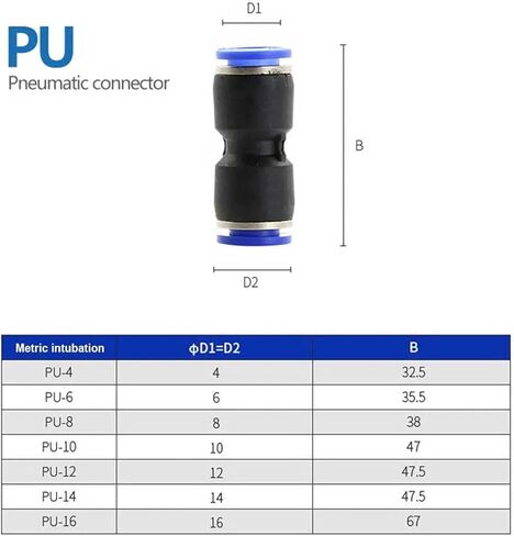 أنبوب موصل أنبوب هواء سريع الضغط دفع الماء في البلاستيك 4-12mmpv pe pu py الموصلات 1pcs (PE ، OD 8mm) in Saudi Arabia