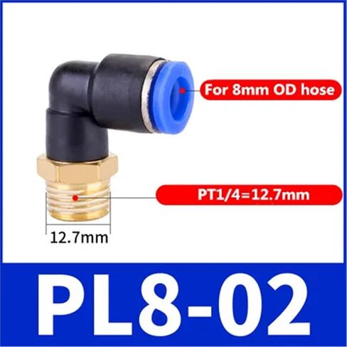 PL Elbow Pneumatic Fitting 1/4 3/8 1/2 1/8 Male Thread Air Quick Connector L Shape Push In Hose OD 6-8mm 1Pcs(12-02) in Saudi Arabia