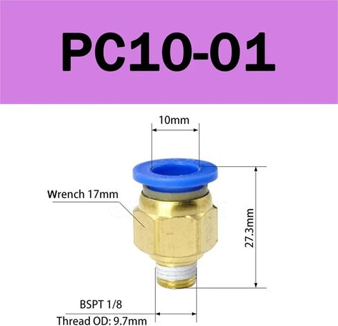 10pcs PC 4/6/8/10/12mm موضوع 1/8 1/4 3/8 1/2 خط أنابيب موصل موصل سريع للموصل الهوائي (PC12-01) in Saudi Arabia