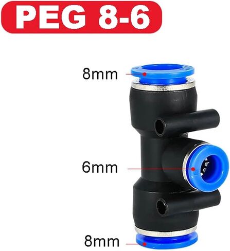PE 4-12 مم تركيب هوائي سريع الاتصال قفل قفل قفل 3way موصل أنبوب خلط الماء البلاستيكي 1pcs (PEG 10-6) in Saudi Arabia
