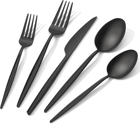 مجموعة أدوات Silverware Kingstone ، مجموعة أدوات مقطوعة من أدوات المقطع من 40 قطعة مجموعة مائدة مقطوعة أدوات مكاد 18/10 من الفولاذ المقاوم للصدأ ، وأدوات المائدة تشمل ملاعق فوركس سكاكين لحفل زفاف مطعم المطبخ المنزلي ، غسالة الصحون آمنة in Kuwait