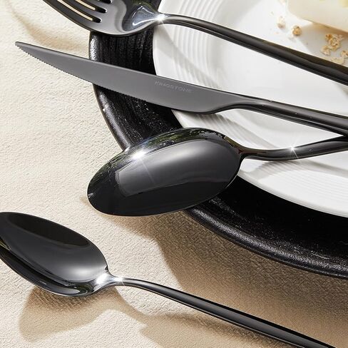 مجموعة أدوات Silverware Kingstone ، مجموعة أدوات مقطوعة من أدوات المقطع من 40 قطعة مجموعة مائدة مقطوعة أدوات مكاد 18/10 من الفولاذ المقاوم للصدأ ، وأدوات المائدة تشمل ملاعق فوركس سكاكين لحفل زفاف مطعم المطبخ المنزلي ، غسالة الصحون آمنة in Kuwait