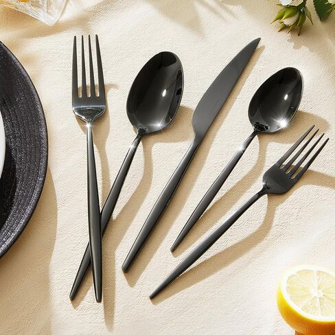 مجموعة أدوات Silverware Kingstone ، مجموعة أدوات مقطوعة من أدوات المقطع من 40 قطعة مجموعة مائدة مقطوعة أدوات مكاد 18/10 من الفولاذ المقاوم للصدأ ، وأدوات المائدة تشمل ملاعق فوركس سكاكين لحفل زفاف مطعم المطبخ المنزلي ، غسالة الصحون آمنة in Kuwait