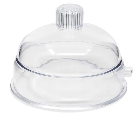 فراغ مجفف ، 20 سم - السيليكون O -Ring - البولي بروبيلين والبولي كربونات - قابس PTFE و stopcock - قبة مسطحة - Autoclavable - 740 مم زئبق لمدة 24 ساعة - Eisco Labs in Saudi Arabia