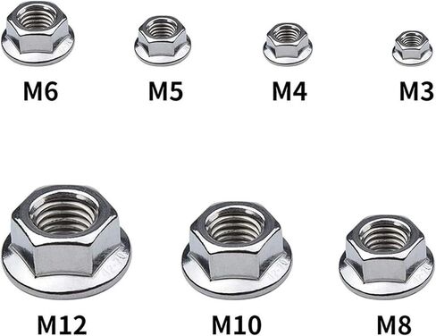 Hexagon شفة المكسرات M3 M4 M5 M6 M8 M10 M12 M16 M20 304 مقاوم للصدأ مقاوم للصدأ قفل التلقائي DIN6923 Serrated Spinlock (M20 × 1PCS) in Saudi Arabia