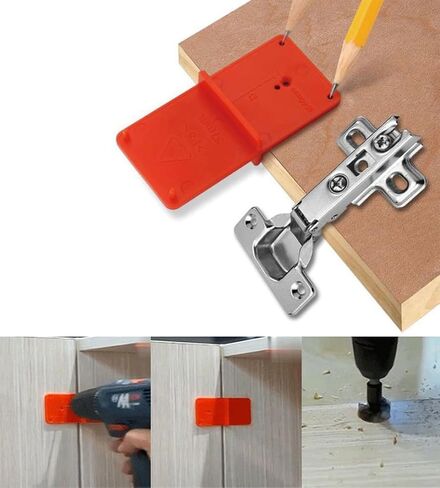 2PCS Hole Locator Hinge Positioning Tool 85x40x22mm Woodworking Drill Hole Locator Hinge Template Woodworking Positioning Board Door Handle Punching Toolge in Saudi Arabia