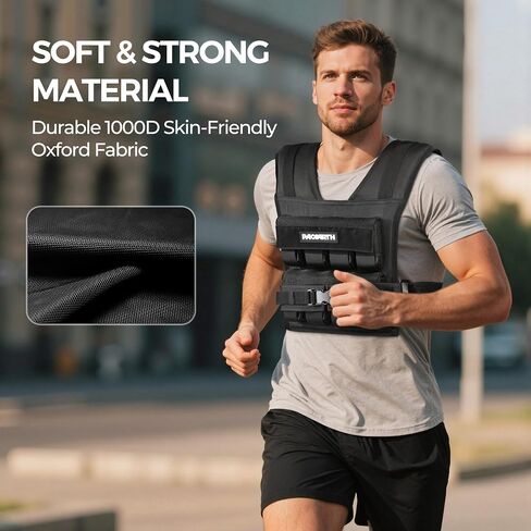 PACEARTH Adjustable Weighted Vest for Men & Woman, 20lb/22lb/35lb/44lb Weight-Adjustable Vest with Add-on Iron Blocks for Hardcore Strength Training, Weight Exercise, CrossFit, Running, Black in Kuwait