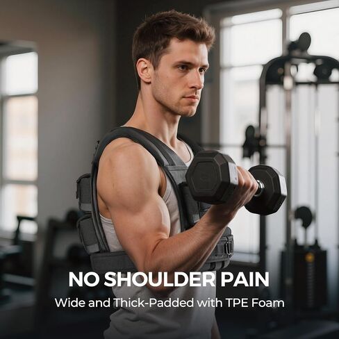 PACEARTH Adjustable Weighted Vest for Men & Woman, 20lb/22lb/35lb/44lb Weight-Adjustable Vest with Add-on Iron Blocks for Hardcore Strength Training, Weight Exercise, CrossFit, Running, Black in Kuwait