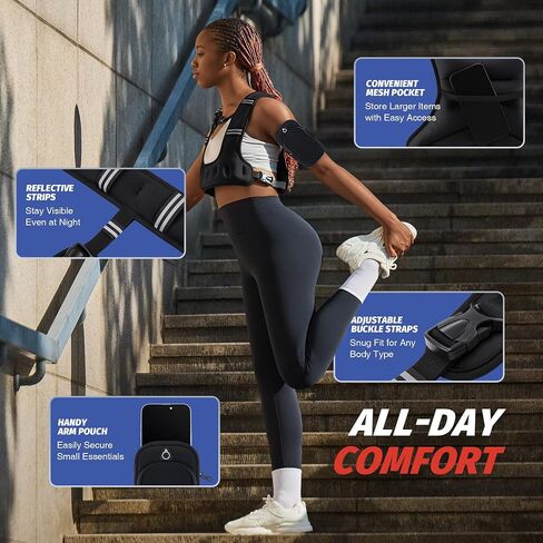ZELUS Weighted Vest for Women Men, 6/8/12/16/20lb Weight Vest with Arm Pouch Reflective Strips, U-Shaped Rucking Vest for Strength Training Muscle Building, Walking Running Vest for Fitness in Kuwait