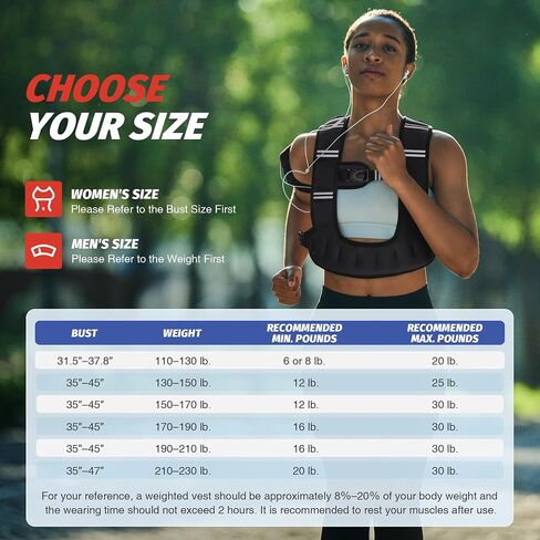 ZELUS Weighted Vest for Women Men, 6/8/12/16/20lb Weight Vest with Arm Pouch Reflective Strips, U-Shaped Rucking Vest for Strength Training Muscle Building, Walking Running Vest for Fitness in Kuwait