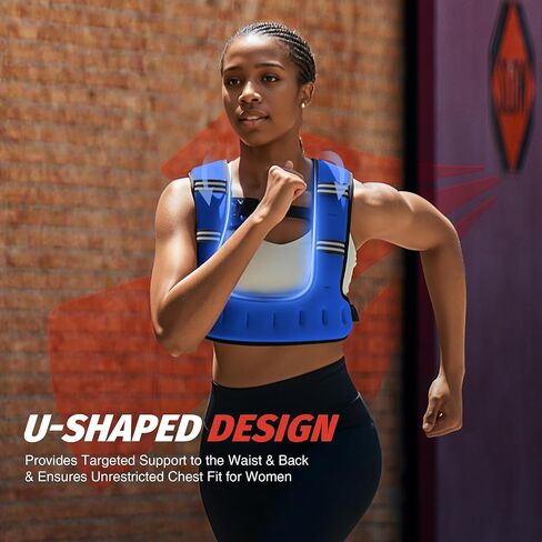 ZELUS Weighted Vest for Women Men, 6/8/12/16/20lb Weight Vest with Arm Pouch Reflective Strips, U-Shaped Rucking Vest for Strength Training Muscle Building, Walking Running Vest for Fitness in Kuwait