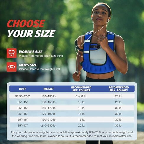 ZELUS Weighted Vest for Women Men, 6/8/12/16/20lb Weight Vest with Arm Pouch Reflective Strips, U-Shaped Rucking Vest for Strength Training Muscle Building, Walking Running Vest for Fitness in Kuwait