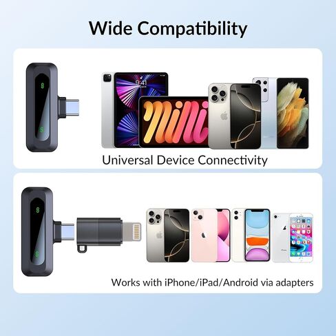 ميكروفون ميني لاسلكي - ميكروفون صدر السترة لأجهزة iPhone ، 15/16 ، iPad ، Android ، MIC اللاسلكي اللاسلكي مع الحد من الضوضاء ، ميكروفون USB C المحمول لتسجيل الفيديو ، YouTube ، Tiktok ، إنشاء المحتوى in Saudi Arabia