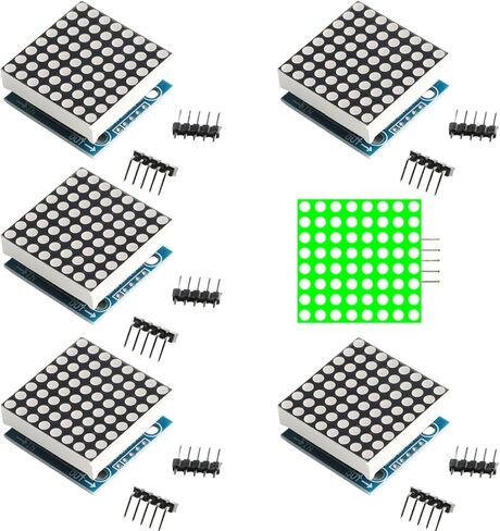 5PCS MAX7219 8x8 Dot Matrix LED Display Module 5V 5-Pin Interface DIY Kit with MCU Control for Arduino and LED Matrix Projects (Green) in Kuwait