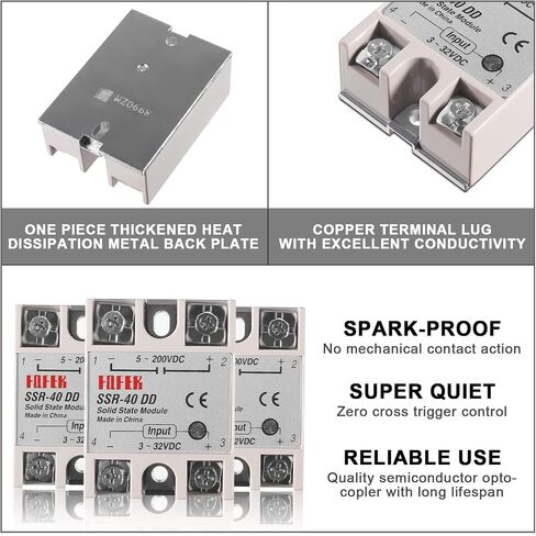Alinan 2PCS SSR-40DD Solid State Relay DC إلى DC INPUT 3-32VDC OUTPUT in Kuwait