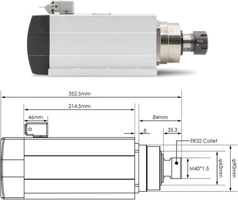 4.5kW ER32 محرك مغزل مربع مربع مع شفة 220V/380V (220 فولت) in Saudi Arabia