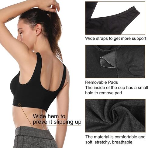 Onory 3 Pack Sports Bras for Women Wirefree Padded Workout Yoga Gym Fitness Bra Medium Support in Saudi Arabia