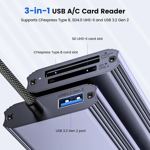10Gbps CFexpress Type A Card Reader USB-A/USB-C to CFexpress A Adapter Memory Card Reader for Type A Card Compatible with PC/Laptop/Mac/Linux/Windows in Kuwait