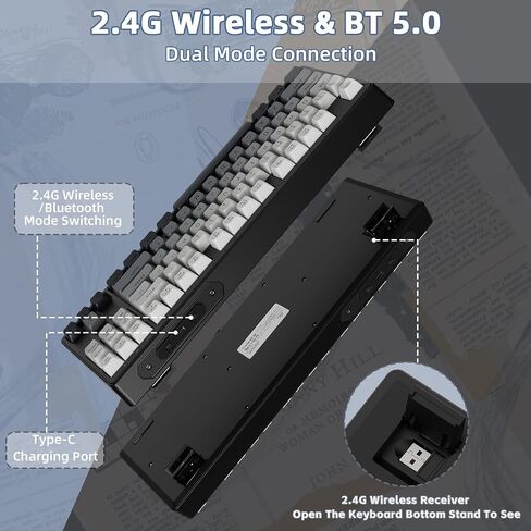 Ziyou Lang M87 75 ٪ اللوحة اللاسلكية لوحة المفاتيح Mechanical Feel Silent Rainbow Lacklit Bluetooth/2.4 جيجا هرتز PBT Keycaps قابلة لإعادة الشحن 4000MAH بطارية مريحة ل MAC/WIN/PC-MOON in Kuwait