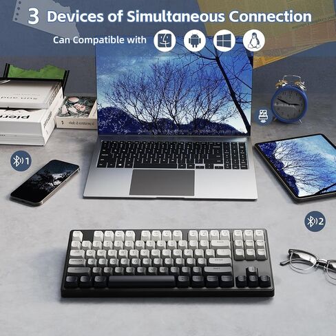 Ziyou Lang M87 75 ٪ اللوحة اللاسلكية لوحة المفاتيح Mechanical Feel Silent Rainbow Lacklit Bluetooth/2.4 جيجا هرتز PBT Keycaps قابلة لإعادة الشحن 4000MAH بطارية مريحة ل MAC/WIN/PC-MOON in Kuwait