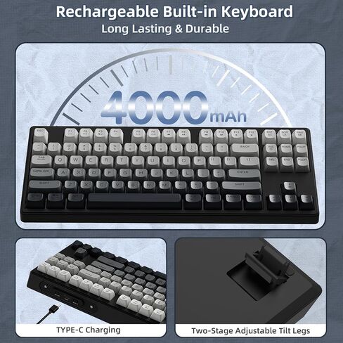 Ziyou Lang M87 75 ٪ اللوحة اللاسلكية لوحة المفاتيح Mechanical Feel Silent Rainbow Lacklit Bluetooth/2.4 جيجا هرتز PBT Keycaps قابلة لإعادة الشحن 4000MAH بطارية مريحة ل MAC/WIN/PC-MOON in Kuwait
