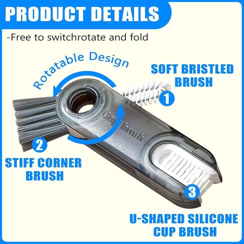 Cup Lid Gap Cleaning Brush 3PCS Bottle Brushes 3 in 1 Cup Lid Gap Cleaner Crevice Cleaning Brush Home Kitchen Crevice Cleaning Tools (3PCS Style 4) in Kuwait