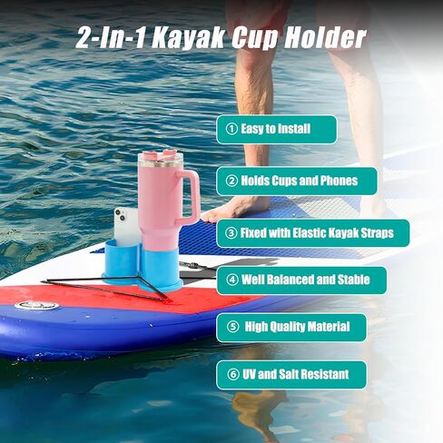 Paddleboard Cup Holder, Kayak Drink Holder for Paddle Board Cup and Phone Holder, Sup Surfboards Canoes Kayak Paddle Board Accessories for Types of Cup Bottle Drink in Kuwait