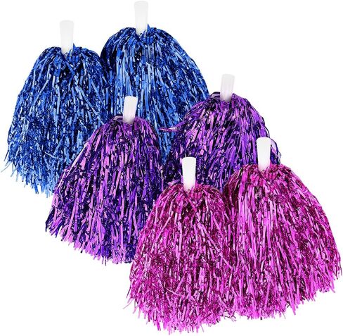 6 PCS METALLIC CHEEP POMS SMAHE CHEELEADER POM POMS PLAST POM POMS POMS CHEERLEADER POMS HAND FLOWERT in Saudi Arabia