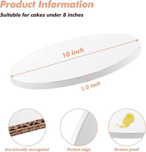 Aertiavty 15 Pack Cake Boards 10 Inch Round Cake Drum White 1/2" Thick Cake Drums Corrugated Cardboard Cake Base for Multi-Layer Cakes Sturdy Cake Decorating Supplies in Kuwait