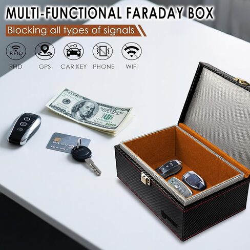Faraday Box for Car Keys, Faraday Key Fob Protector Box, Anti Theft Car Keys Faraday Cage, Keyless Entry Protector Faraday Pouch for Key fob, RFID Signal Blocking Box(Black,S) in Kuwait