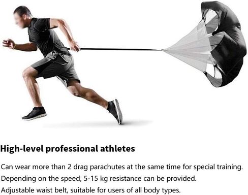 ZJchao Training Resistance Parachute, Running Speed Exercise Power Umbrella Adjustable Waist Belt 1.5x15 Meters Surface with Carry Bag for Football Track Basketball Long Distance in Saudi Arabia