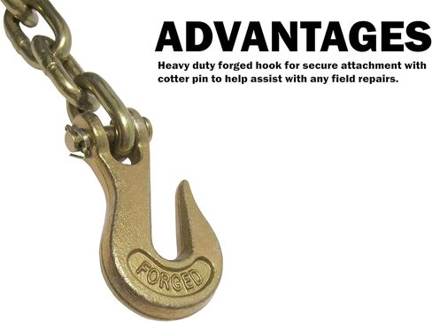 1/2 بوصة × 10 قدم الصف 70 سلسلة الموثق مع Clevis Grab Hooks | G70 TRANDS TROWS - 11،300 LBS LIME LIMN | التحكم في الشحن الممتاز للشاحنة المسطحة والمقطورة | قطع الأشجار in Kuwait