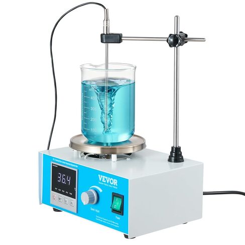 VEVOR Magnetic Stirrer Hot Plate, 1500RPM 250W Heating Power Stir Plate, 1000mL Stirrer Kit with Adjustable Speed Knob, Support Stand, and Stir Bars, Max 211.8℉/99.9°C, LED Display Screen, White in Saudi Arabia