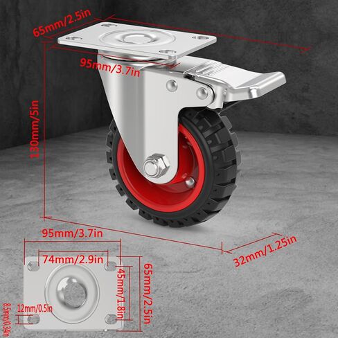 4" Swivel Caster Wheels with Safety Dual Locking and Rubber Tire Wheels, Heavy Duty - 300 Lbs Per Caster for Workbench, Cart, Trolley, Dolly, Cabinet, Compact Rubber Castor Wheels, 4-Packs in Kuwait