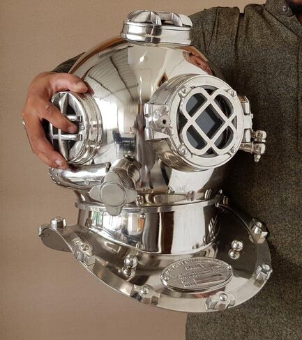 Nautical Scuba Diving Helmet | Mark V US Navy Deep Sea Diving Divers Helmet | Chrome 18 Inch in Saudi Arabia
