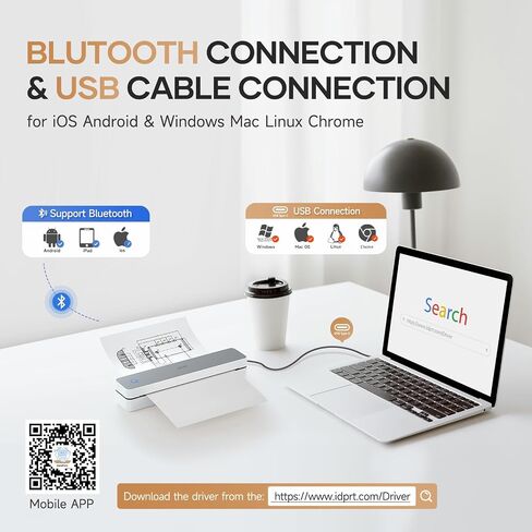 IdPrt Portable-Proter Wireless للسفر ، ودعم الطابعة الحرارية Bluetooth 8.5 "× 11" خطاب أمريكي وحجم A4 & A5 ، و 300 نقطة في البوصة لا عيب in Saudi Arabia