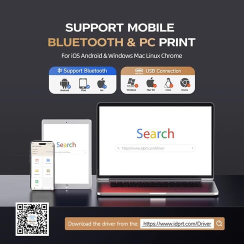 IdPrt Portable-Proter Wireless للسفر ، ودعم الطابعة الحرارية Bluetooth 8.5 "× 11" خطاب أمريكي وحجم A4 & A5 ، و 300 نقطة في البوصة لا عيب in Saudi Arabia