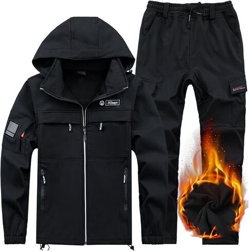 CLSQLXYJZC Men's Winter Snowsuit, Trendy Loose Winter Warm Waterproof Hooded Ski Jacket and Pant Sets in Saudi Arabia