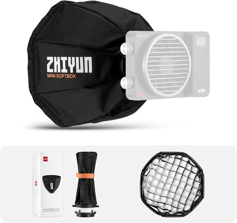 Zhiyun 14.17inch Mini Octagonal Softbox Zy Mount [رسمي] تم إعداد سريع للطي سريع مع الناشرون/شبكة قرص العسل المتوافقة مع X100 x60 Serise CX100 G60 Cx50 صور تسجيل الفيديو in Kuwait