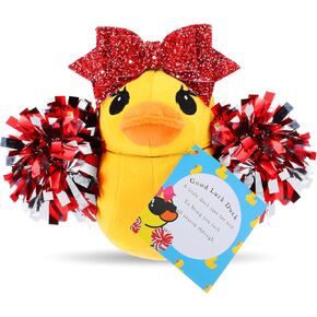Lenwen Cheer Duck Plush with Pom Poms Bow 8 Inch Duck Stuffed Animals Plush Cheerleader Team Support Gift for Friend Cheer in Kuwait