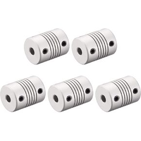 uxcell 5mm to 5mm Aluminum Alloy Shaft Coupling Flexible Coupler Motor Connector Joint L25xD19 Silver,5pcs in Kuwait