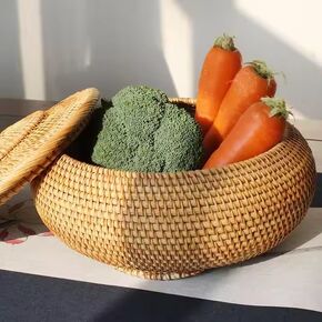 سلة تخزين Rattan Natural مع سلة تخزين Rattan Round Round Rattan (S+L 2 حزم) in Saudi Arabia