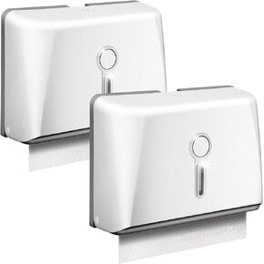 2 Pack Paper Towel Dispenser Wall Mount, Sunoyar C Fold Z Fold Trifold Multifold Commercial Paper Towel Dispenser for Bathroom with Lock, No Drilling Hand Towel Dispenser for Bathroom White in Saudi Arabia