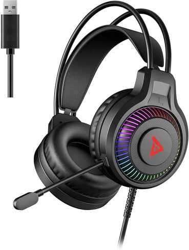 THS300 A4 Wired Gaming Headset for Pc Laptop with 7.1 Surround Sound,Noise Cancelling Over Ear Headphones with Mic,Breathing Light,Soft Memory Earmuffs,One-Touch Mute(Black) in Saudi Arabia