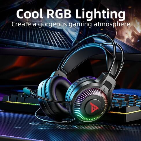 THS300 A4 Wired Gaming Headset for Pc Laptop with 7.1 Surround Sound,Noise Cancelling Over Ear Headphones with Mic,Breathing Light,Soft Memory Earmuffs,One-Touch Mute(Black) in Saudi Arabia