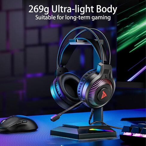 THS300 A4 Wired Gaming Headset for Pc Laptop with 7.1 Surround Sound,Noise Cancelling Over Ear Headphones with Mic,Breathing Light,Soft Memory Earmuffs,One-Touch Mute(Black) in Saudi Arabia