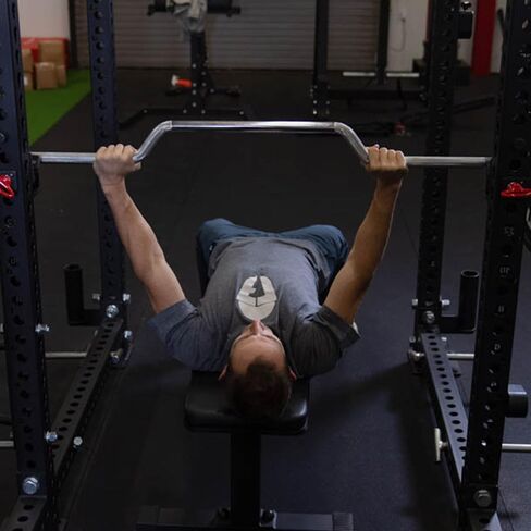 Titan Fitness Cambered Olympic Bench Press Bar ، تم تقييمه 600 رطل ، 2.75 بوصة من الأسطوان in Saudi Arabia