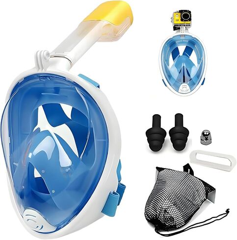 Full Face Dry Snorkeling Mask, Suitable for Beginners Snorkeling Equipment, Free Breathing, 180 Degree Panoramic View, Anti Fog and Leak Proof, It’s The Best Gift for Summer. in Kuwait