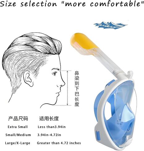 Full Face Dry Snorkeling Mask, Suitable for Beginners Snorkeling Equipment, Free Breathing, 180 Degree Panoramic View, Anti Fog and Leak Proof, It’s The Best Gift for Summer. in Kuwait
