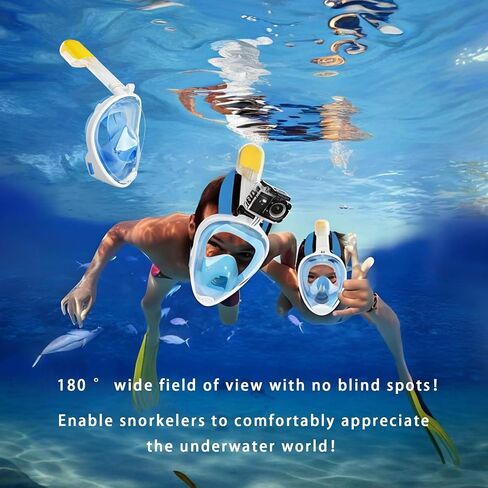 Full Face Dry Snorkeling Mask, Suitable for Beginners Snorkeling Equipment, Free Breathing, 180 Degree Panoramic View, Anti Fog and Leak Proof, It’s The Best Gift for Summer. in Kuwait